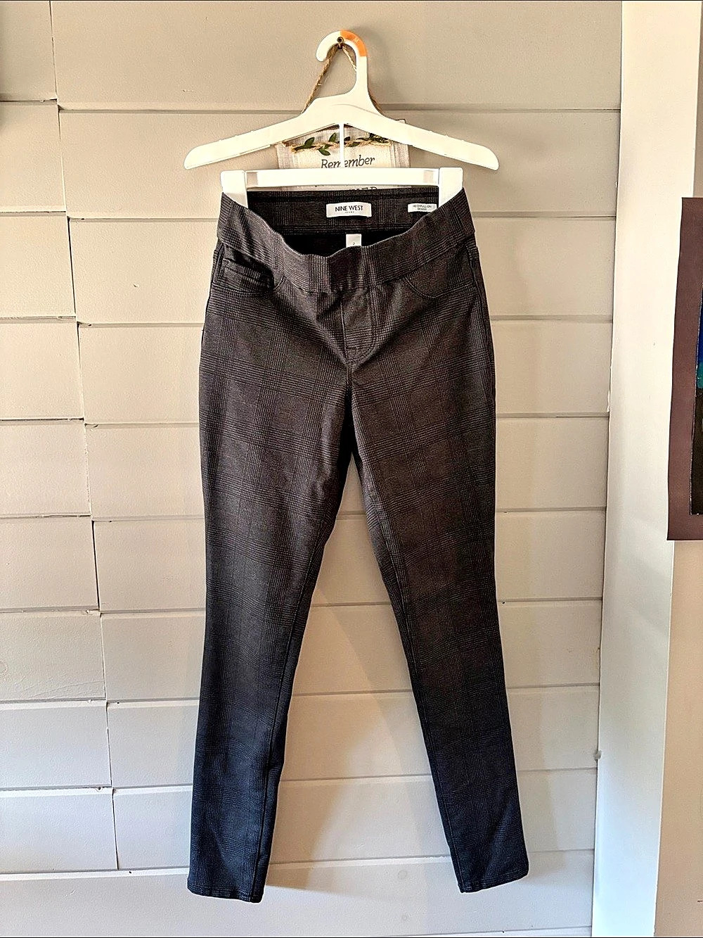 Nine West Heidi Pull-On Skinny Pants Geometric Black Size 2